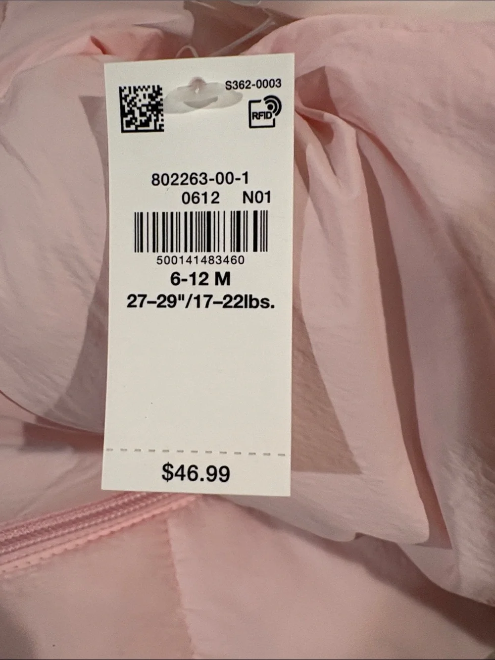 Old Navy Light Pink Hooded Puffer Infant Snowsuit